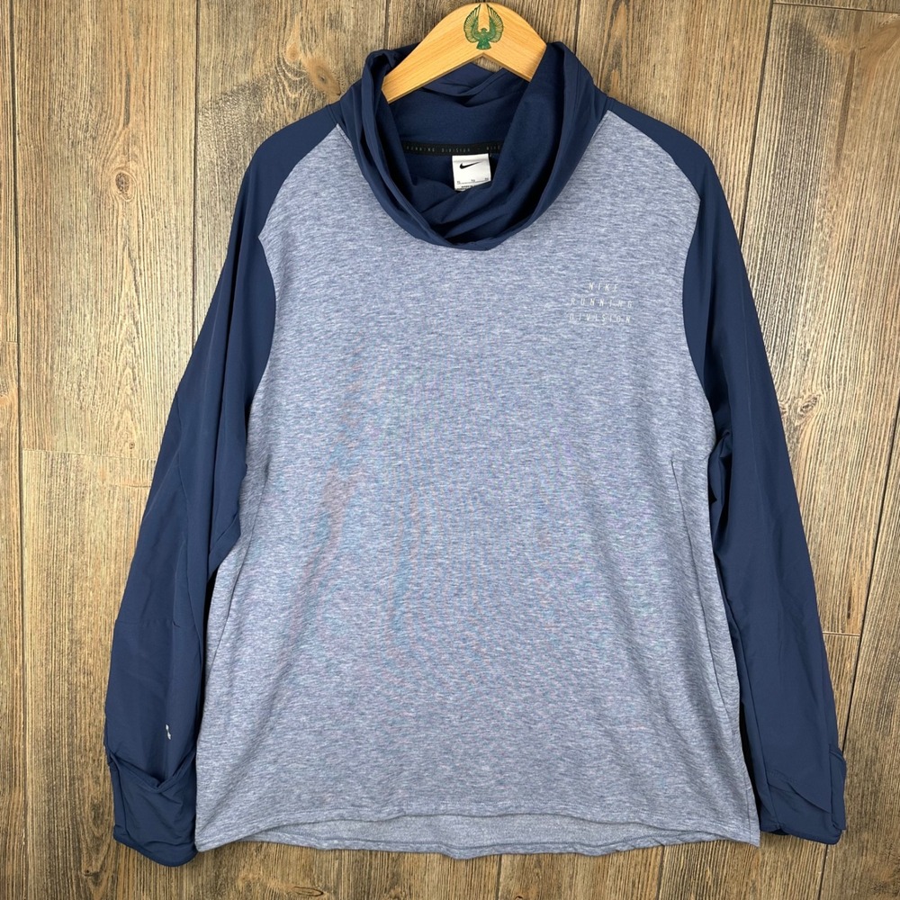 Nike Running Division Therma-FIT Wool Cowl Neck Pullover Blue DQ6522-410 Mens XL